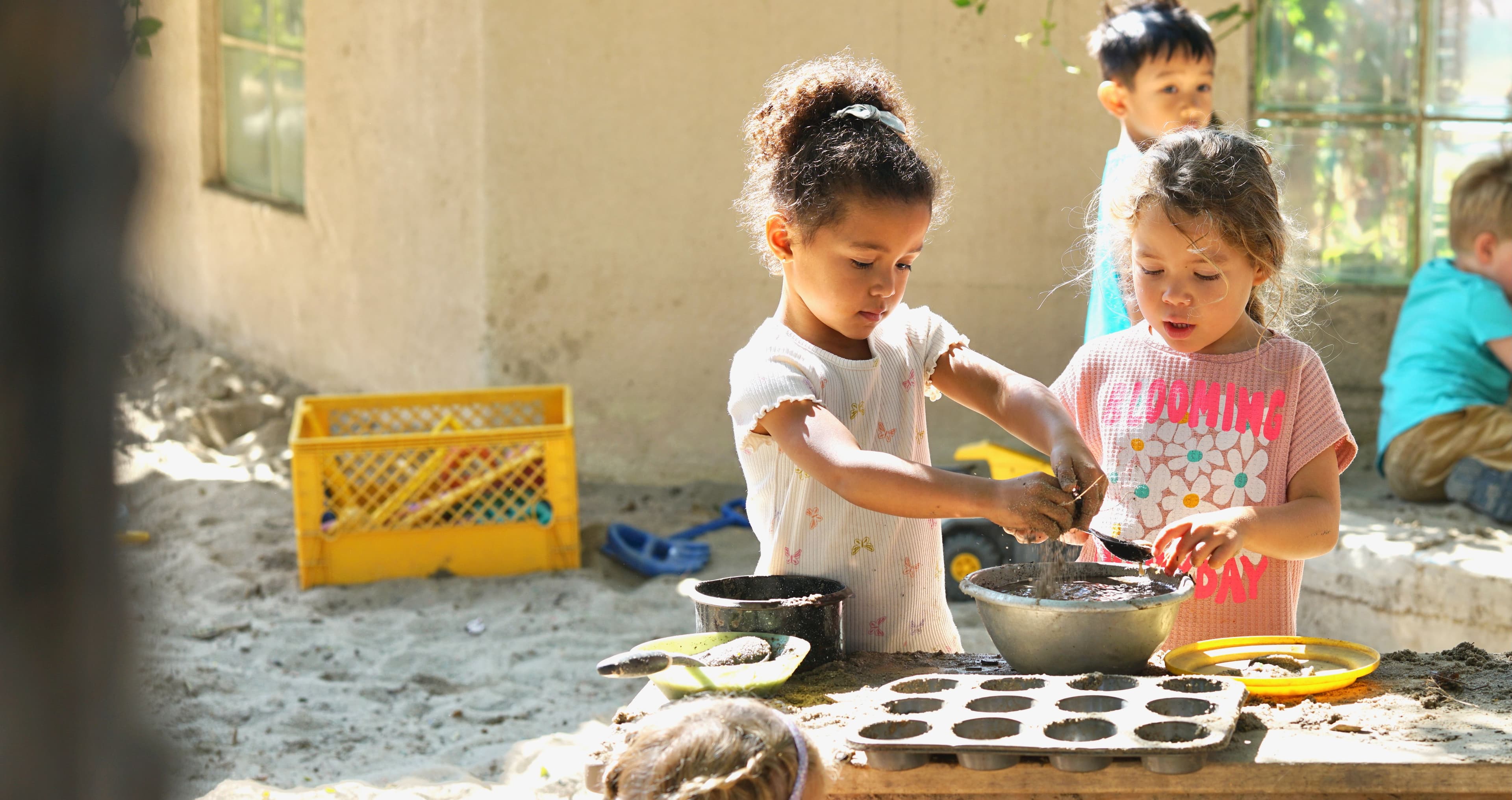Happy preschool kids having fun
